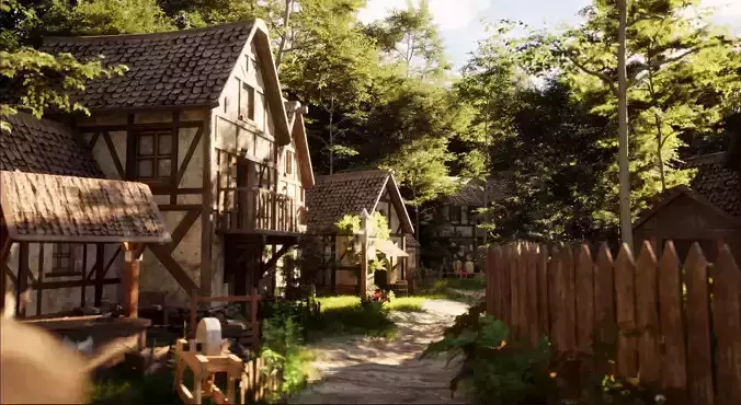 Medieval Village Modular Environment Pack Game Ready Low-poly 3D model