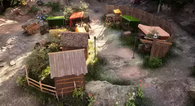Medieval Village Modular Environment Pack Game Ready Low-poly 3D model 6