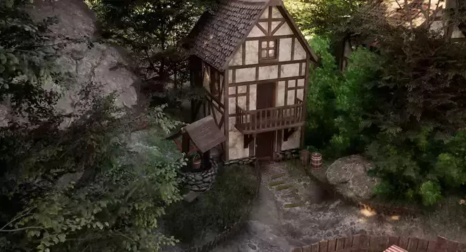 Medieval Village Modular Environment Pack Game Ready Low-poly 3D model 7