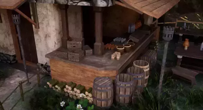 Medieval Village Modular Environment Pack Game Ready Low-poly 3D model 4
