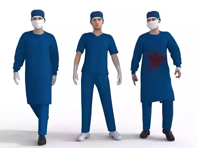Surgeon Doctor Rigged Low-poly 3D model