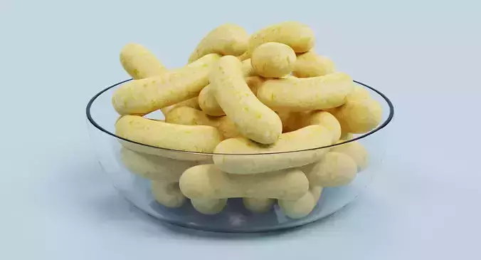Corn Puffs - Snack Arrangement in Glass Bowl 3D model
