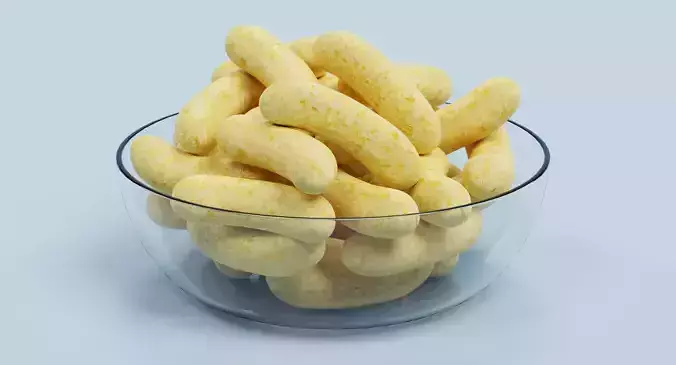 Corn Puffs - Snack Arrangement in Glass Bowl 3D model 5