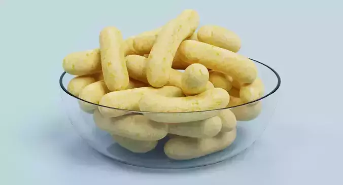 Corn Puffs - Snack Arrangement in Glass Bowl 3D model 4