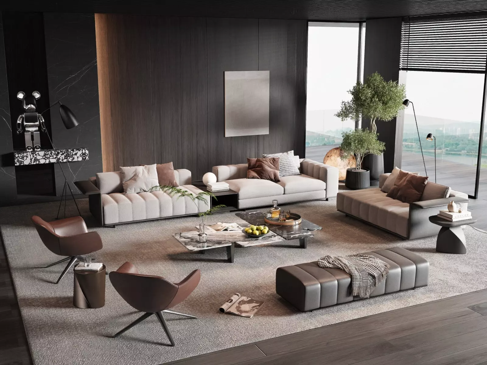 Modern Luxury Living Room Set 3D Model 3D model