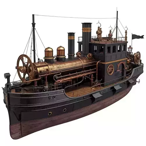 Steampunk Industrial Patrol Ship 3D Model