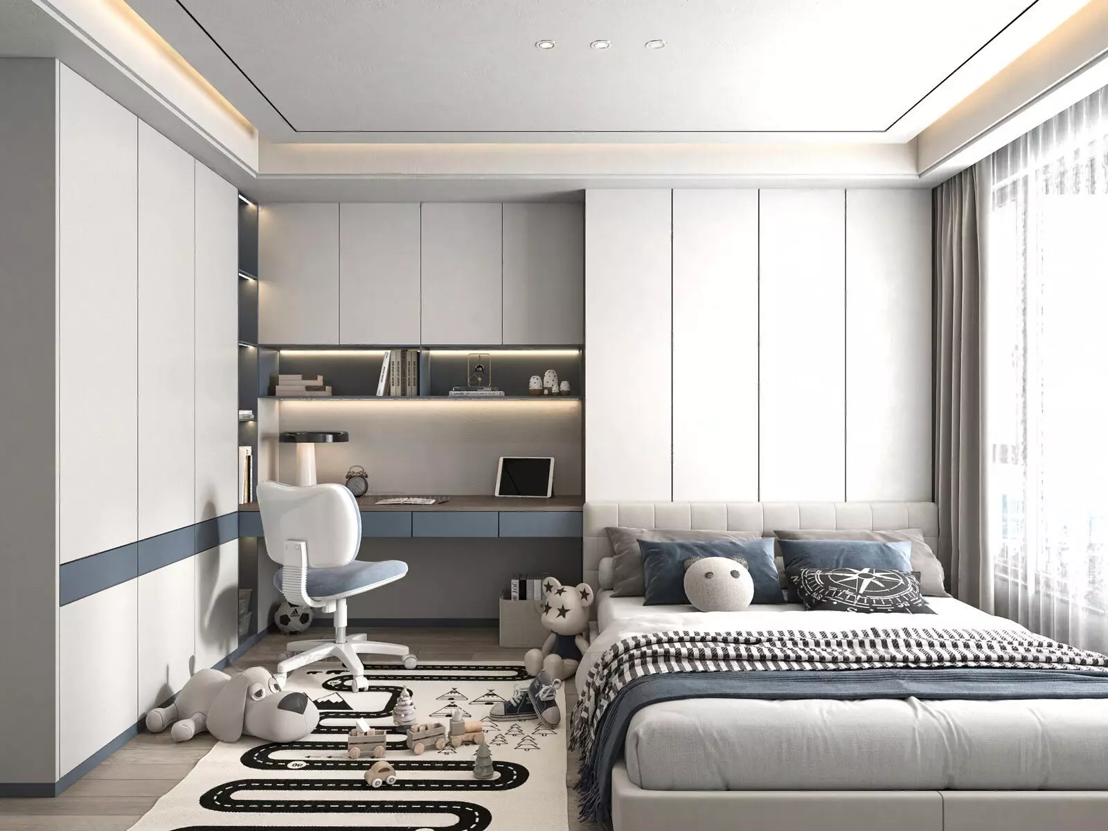 Kids Compact Bedroom-Study 3D Model 3D model