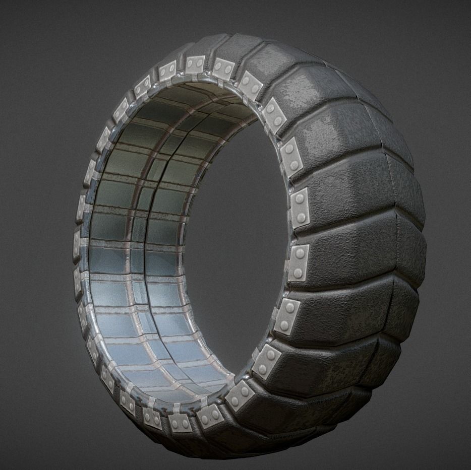 Futuristic Tire Old Version Low-poly 3D model_3