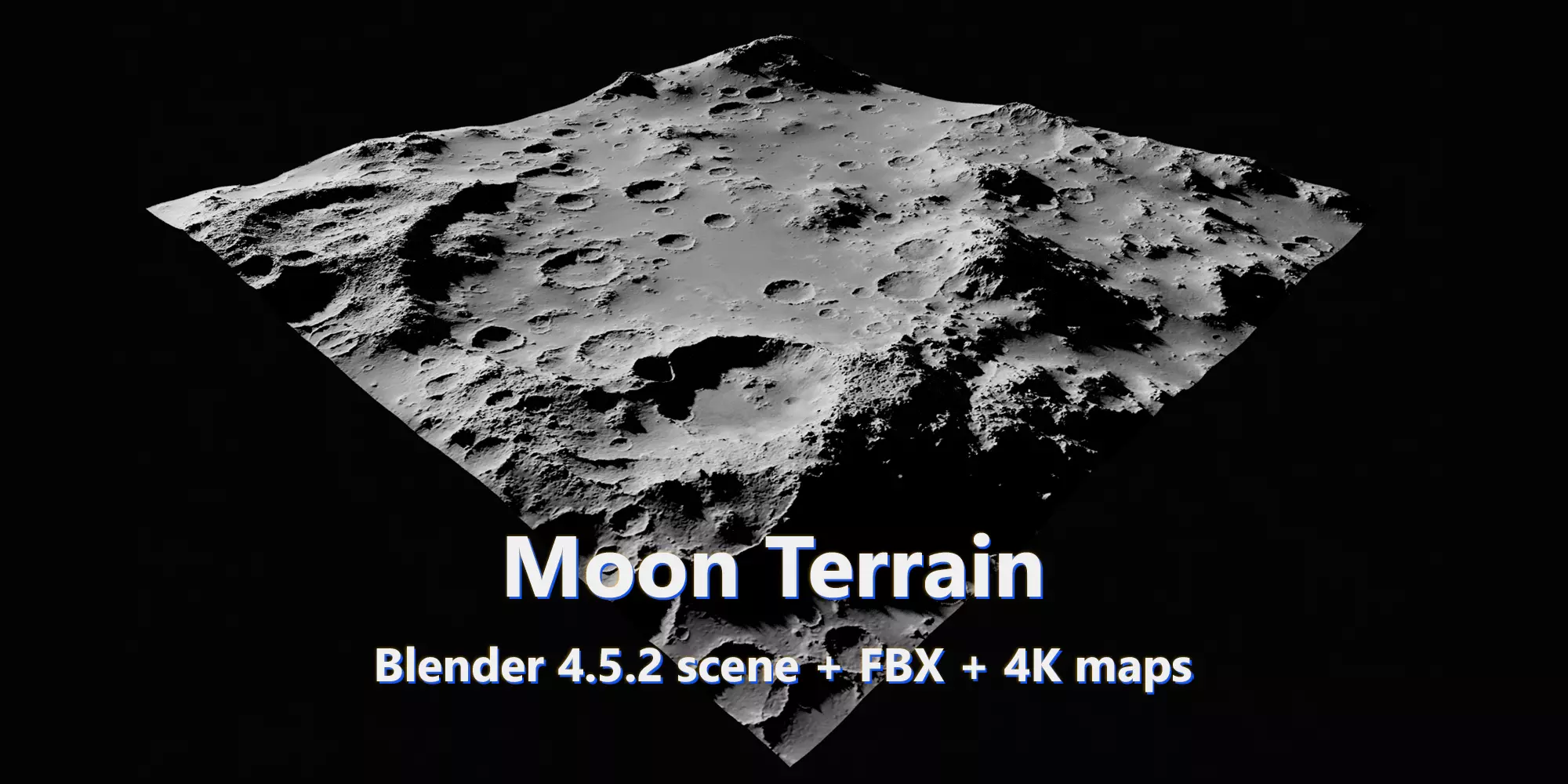 Moon Terrain Blender FBX 4K maps 3D model