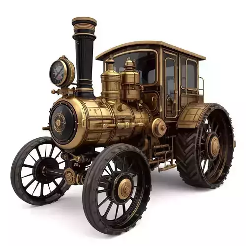 Steampunk Industrial Heavy Tractor 3D Model