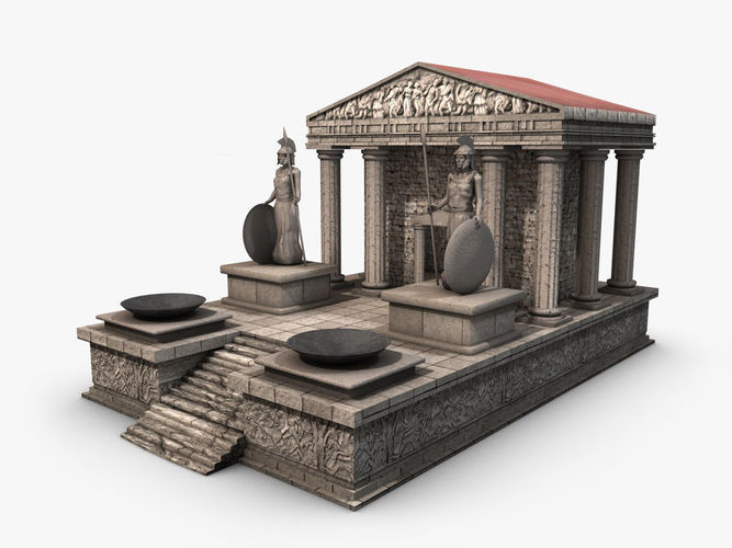 Ancient greek temple Low-poly 3D model