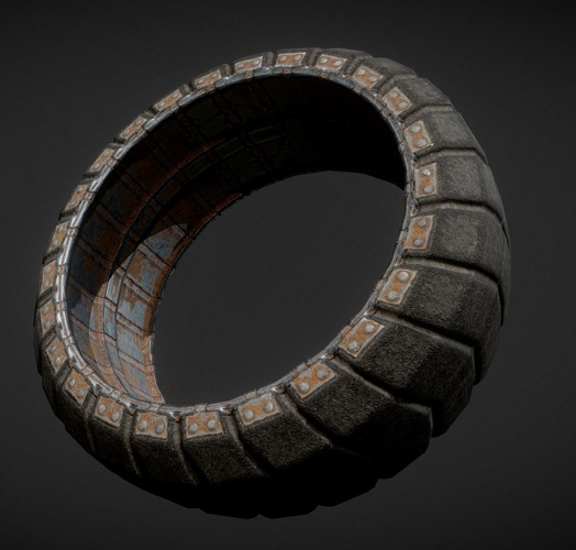 Futuristic Tire Rusty Version Low-poly 3D model