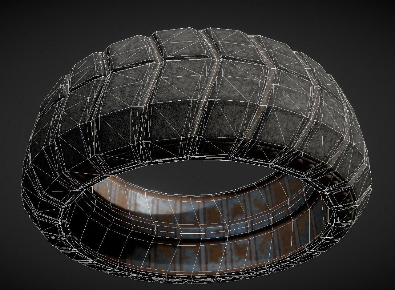 Futuristic Tire Rusty Version Low-poly 3D model_13