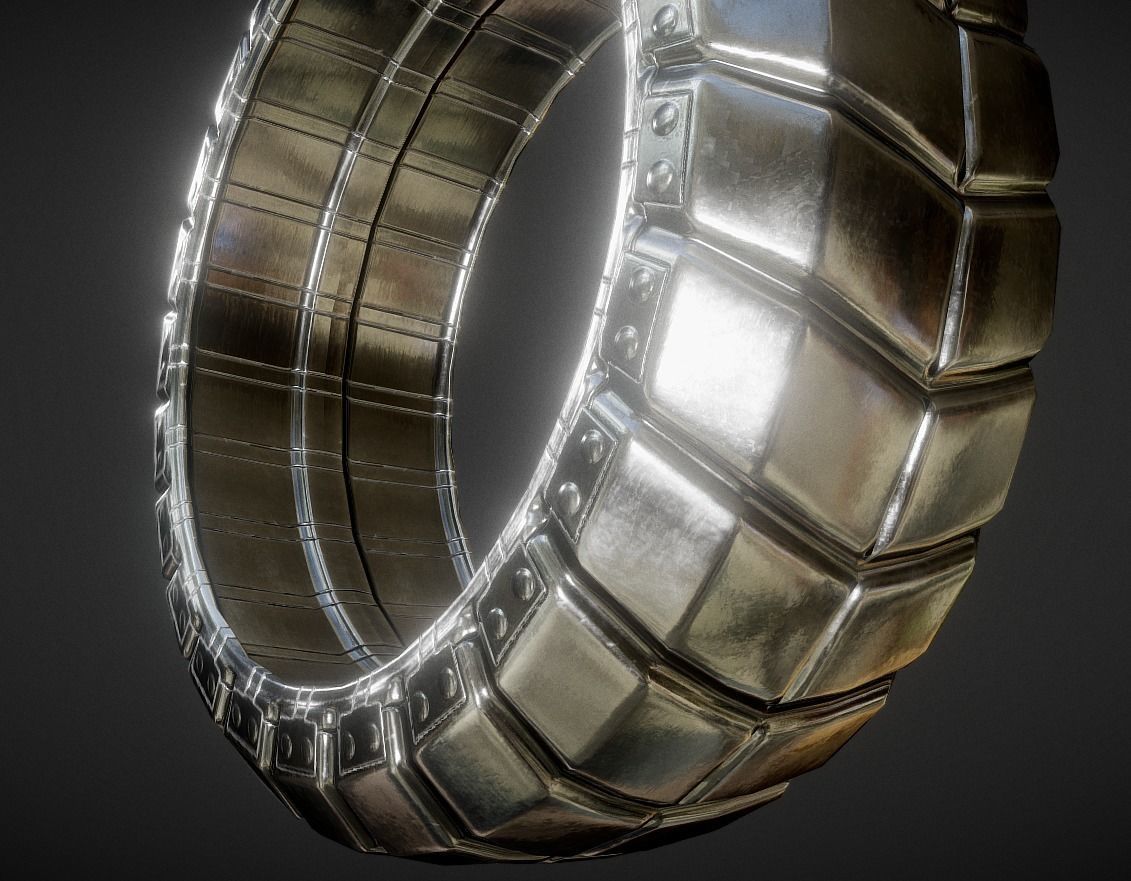 Futuristic Tire Silver Version Low-poly 3D model_5