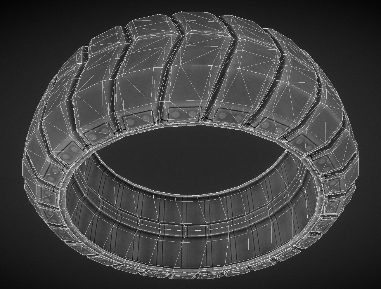 Futuristic Tire Silver Version Low-poly 3D model_8