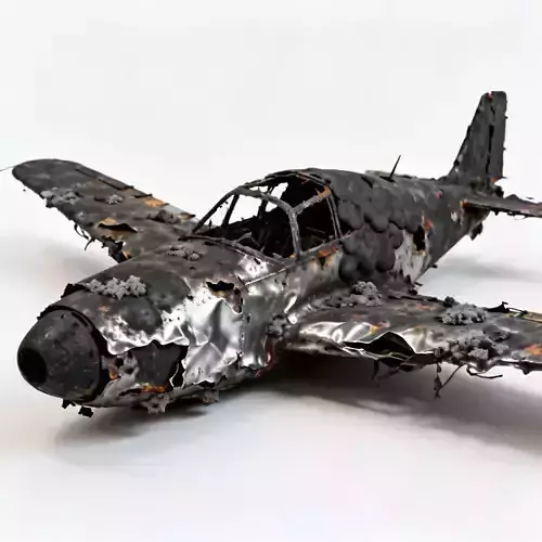 Charred Military Aircraft Wreckage 3D Model