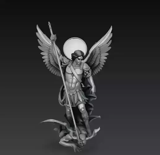 Archangel Michael Defeating Demon Sculpture