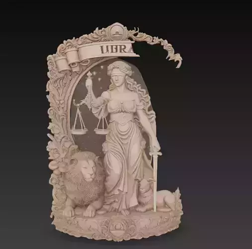Libra Zodiac Relief Medallion
