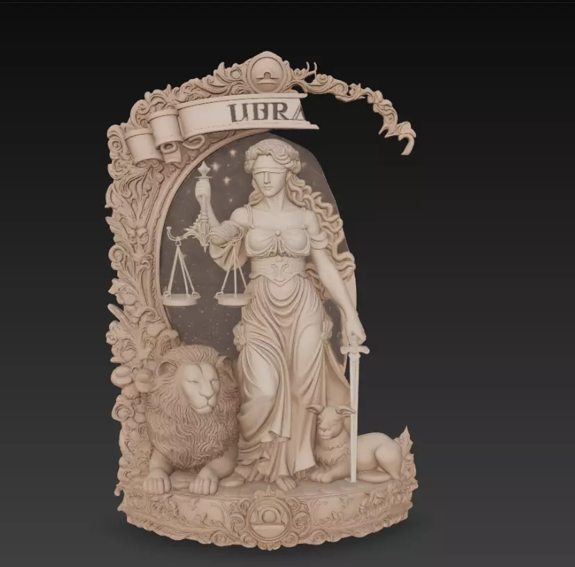 Libra Zodiac Relief Medallion 3D print model