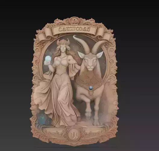Capricorn Zodiac Relief Medallion
