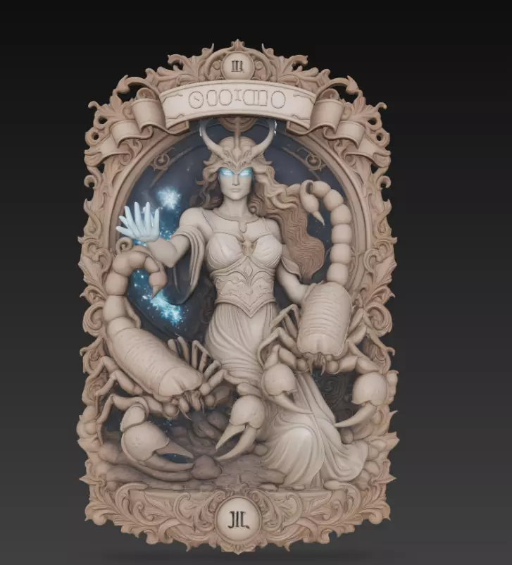 Scorpio Zodiac Relief Medallion 3D print model