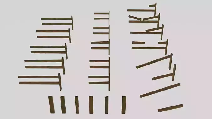 Modular Wooden Fence Pack - Unity Prefabs - Low-poly 3D model