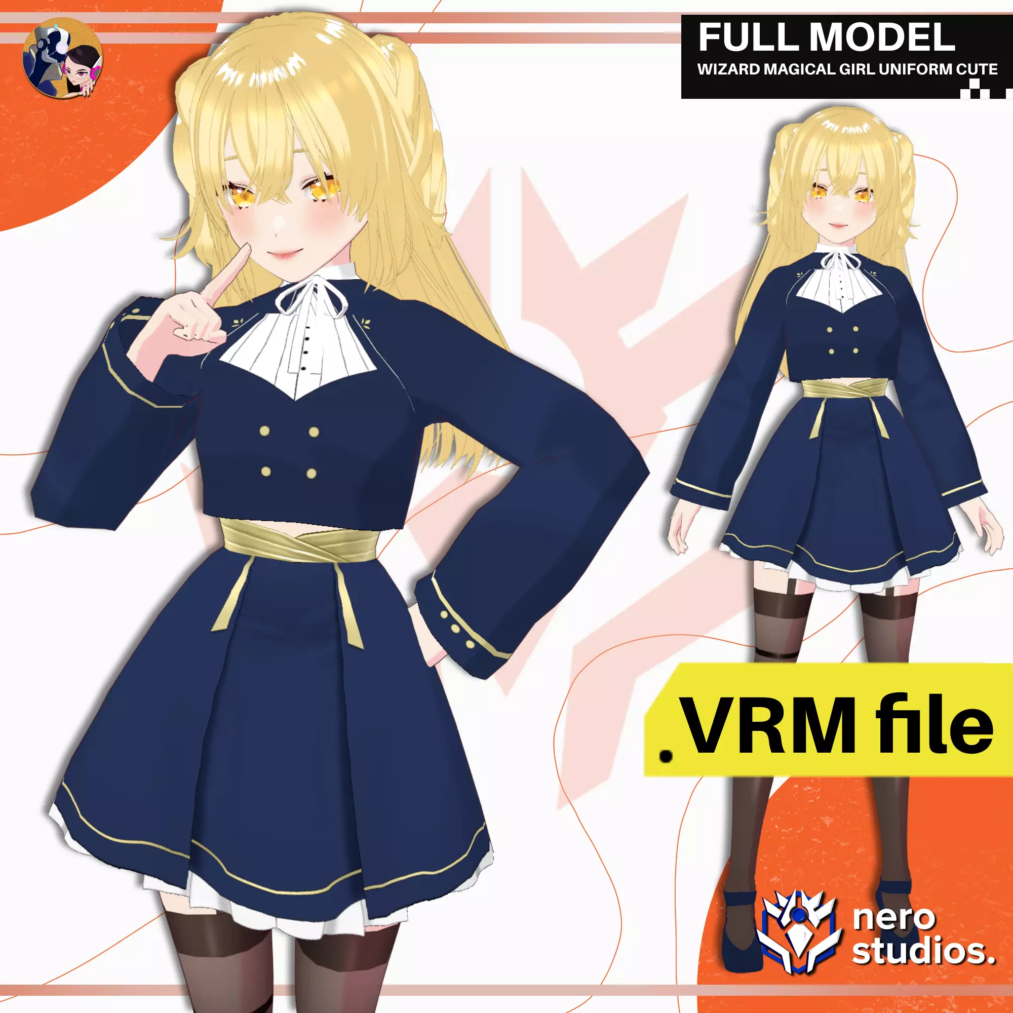 VRM WIZARD MAGICAL GIRL UNIFORM CUTE AND 3D model