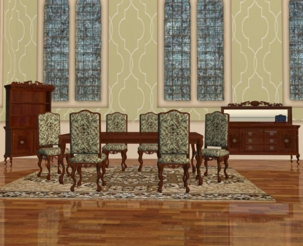 French Provincial Dining Suite Low-poly 3D model