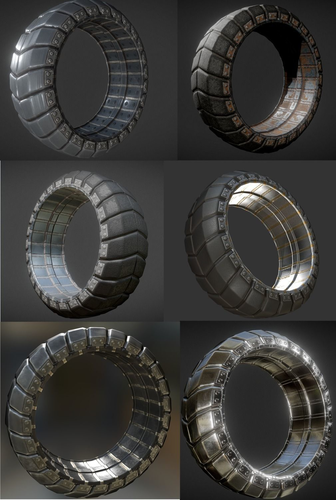 Futuristic Tire Collection Low-poly 3D model