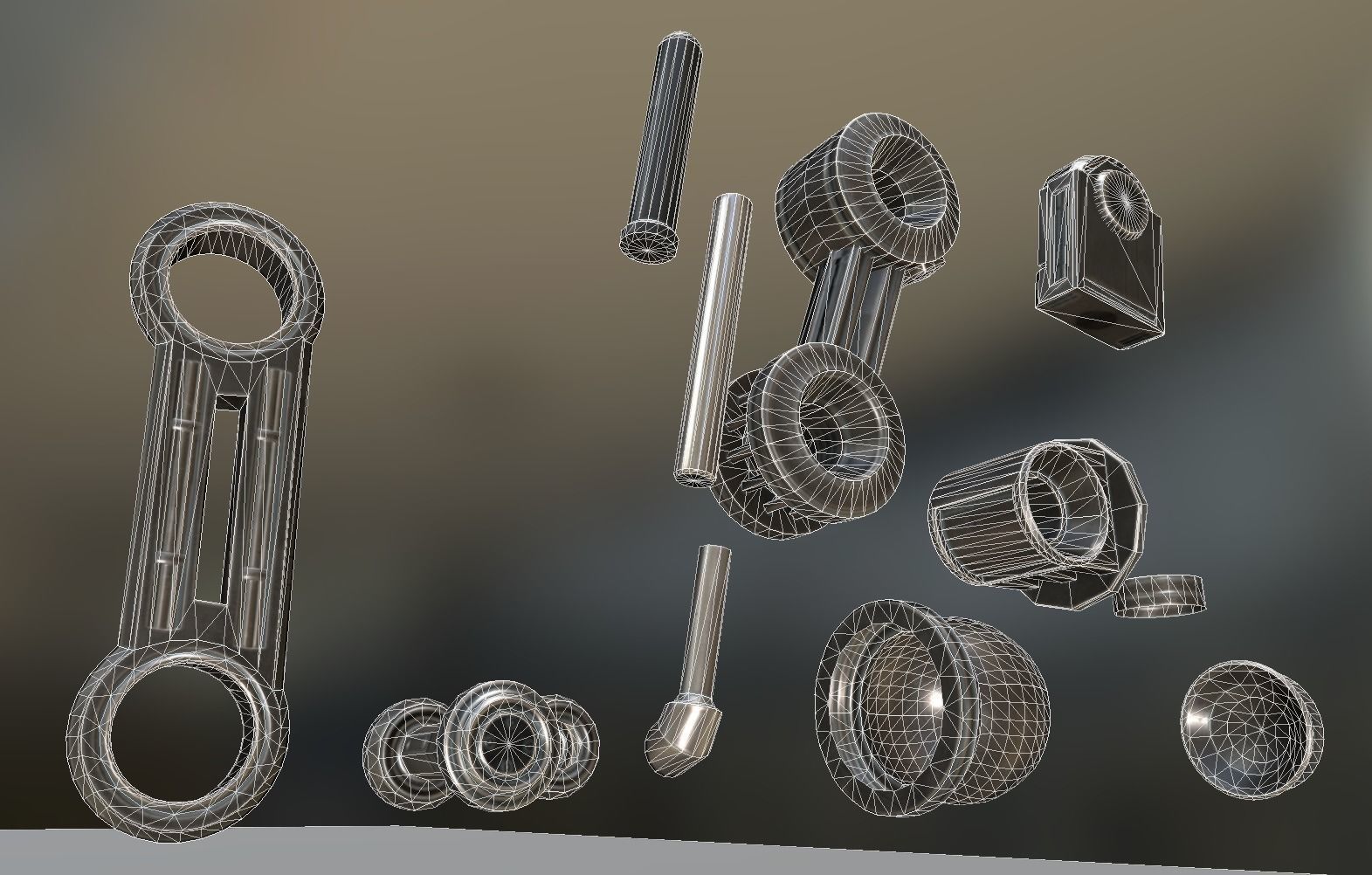 Hydraulic Suspension and Tire Basic Version Rigged and Animated Low-poly 3D model_3