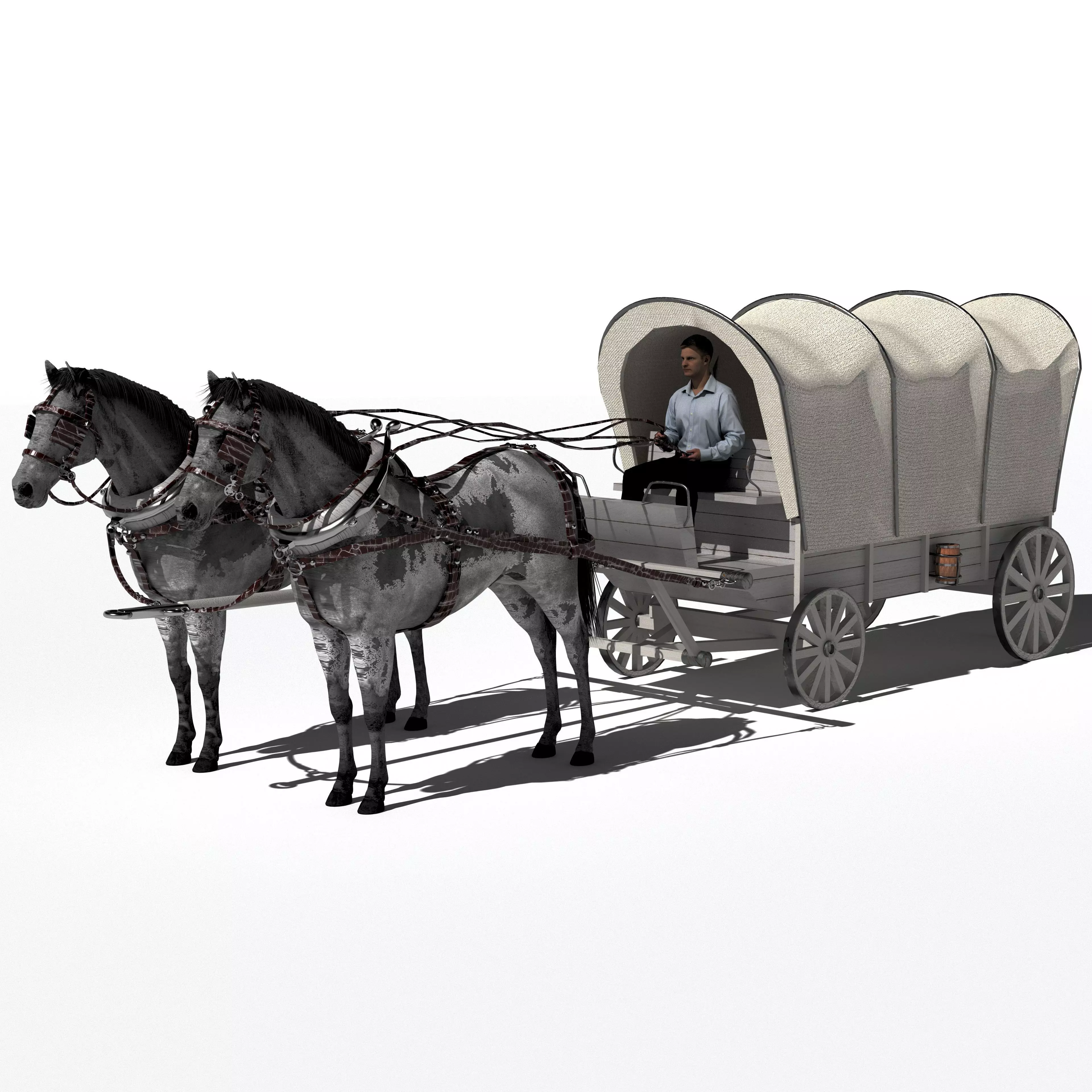 Horse-Drawn Wagon 2 3D model