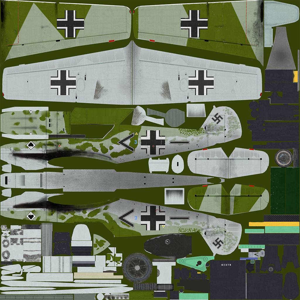 Bf109 E3 Low-poly 3D model_12