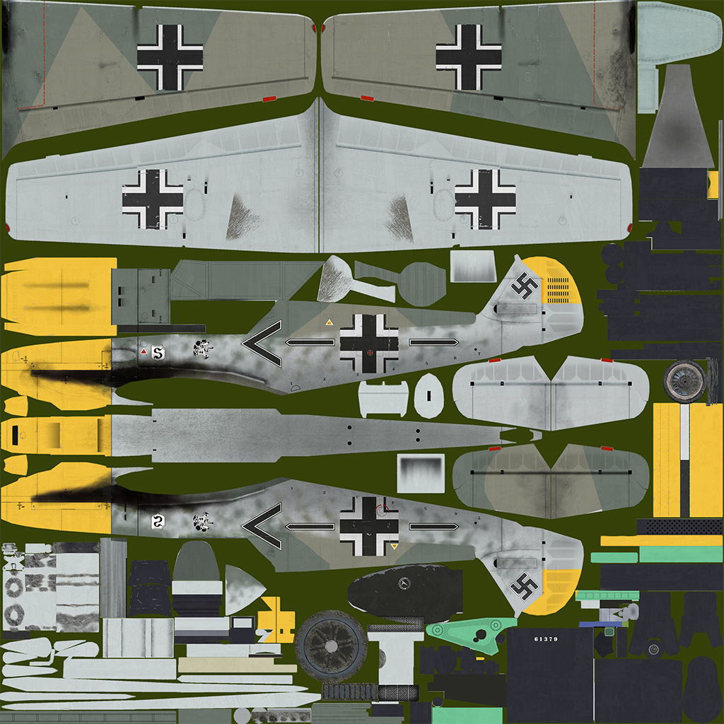 Bf109 E3 Low-poly 3D model_13