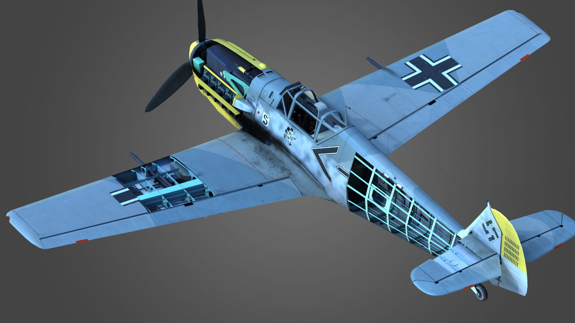 Bf109 E3 Low-poly 3D model_3