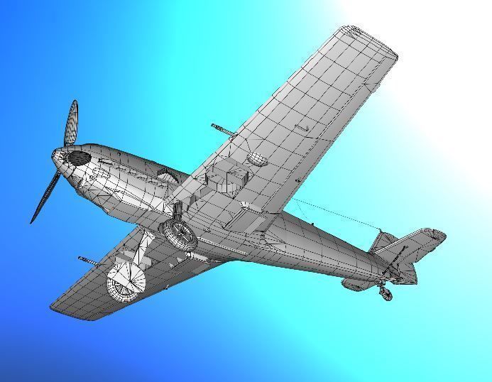 Bf109 E3 Low-poly 3D model_15