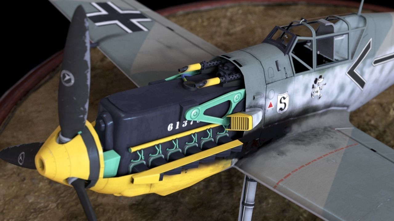 Bf109 E3 Low-poly 3D model_8