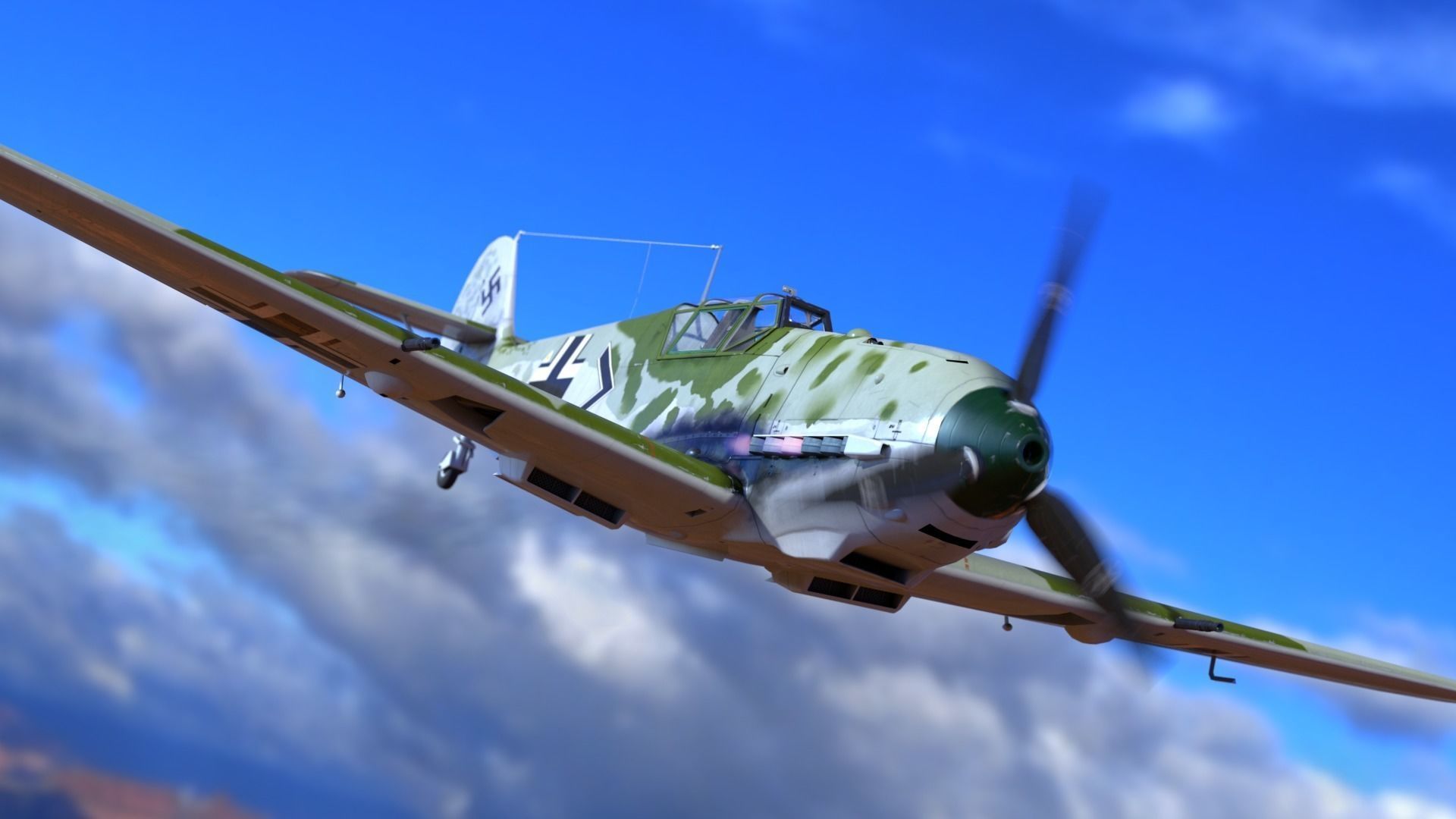 Bf109 E3 Low-poly 3D model_9
