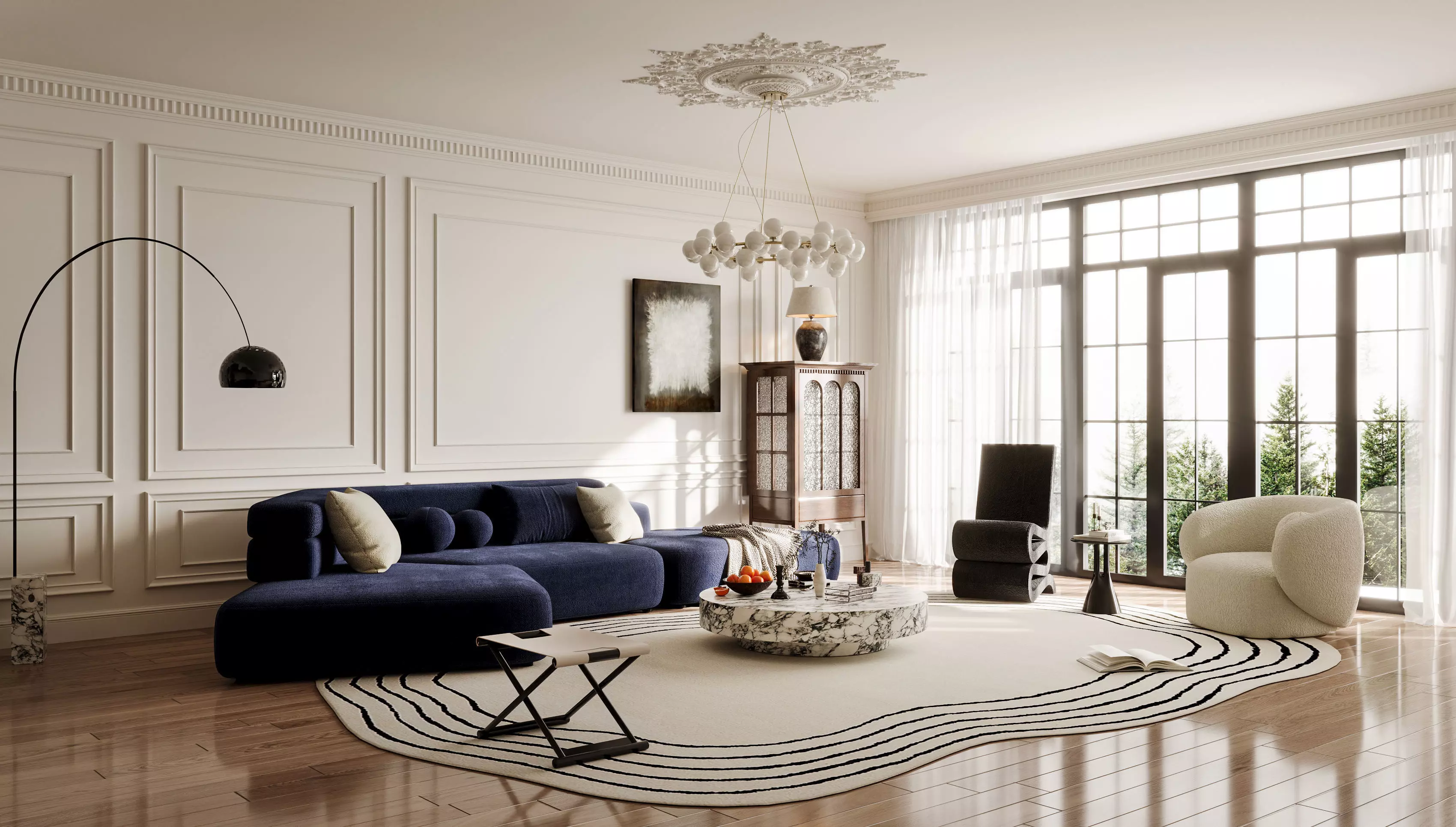 French Eclectic Vintage Living Room 101 3D model 3D model