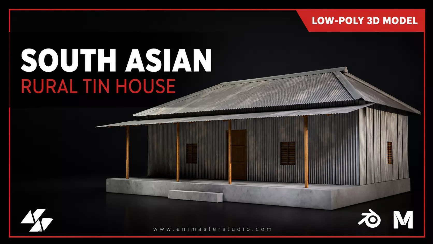South asian rural tin house 02 Low-poly 3D model