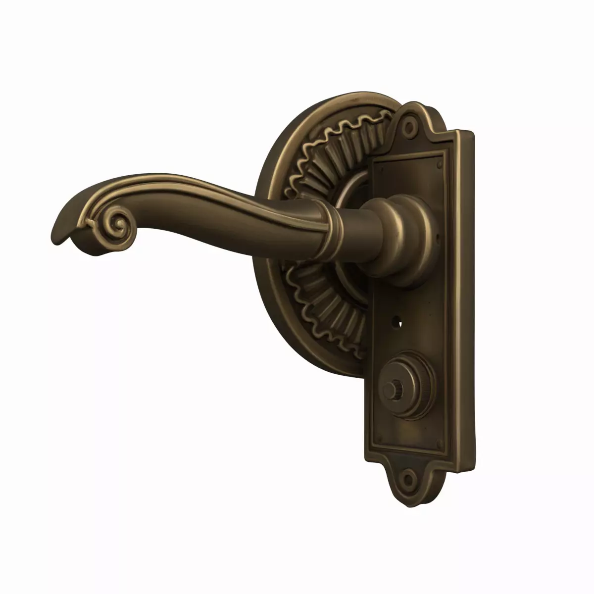 Elegant Brass Bank Door Handle 3D Lever and Security Features 3D model