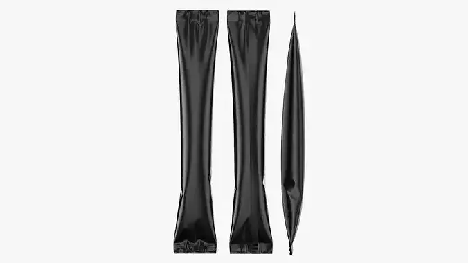 Realistic Matte Black Stick Sachet Pouch Mockup 10
