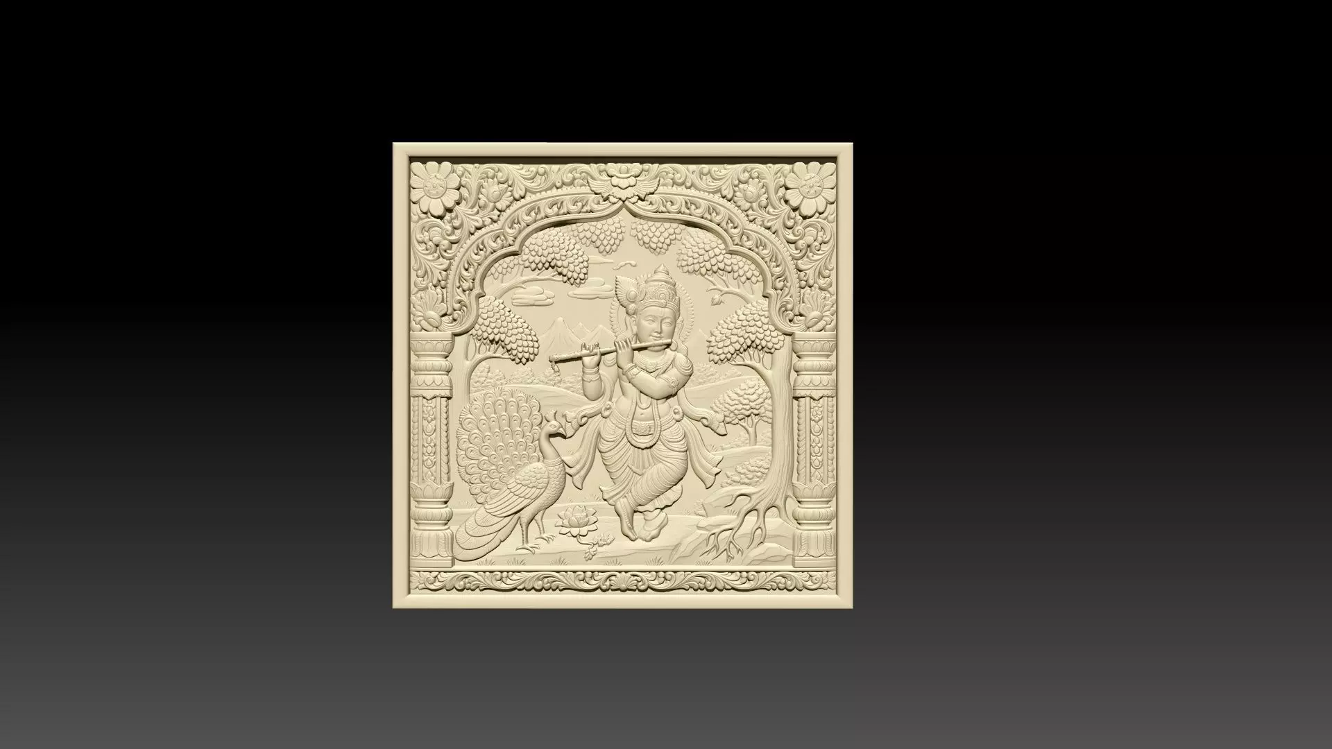 Shri Krishna Wall Mural STL Print CNC Carving File 3D print model