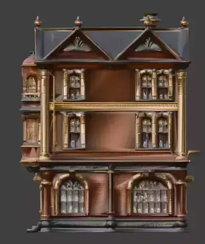 Steampunk Victorian Industrial City Building 3D Model Low-poly 3D model 5