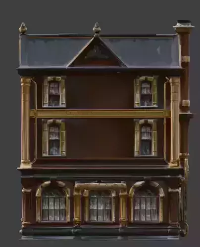 Steampunk Victorian Industrial City Building 3D Model Low-poly 3D model 4