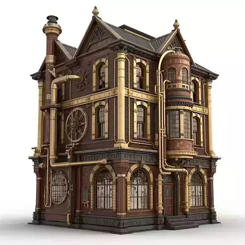 Steampunk Victorian Industrial City Building 3D Model