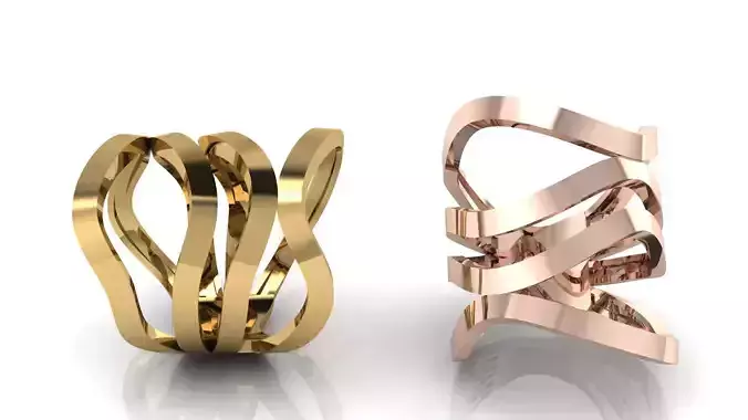 free Wavy Multi Band Ring