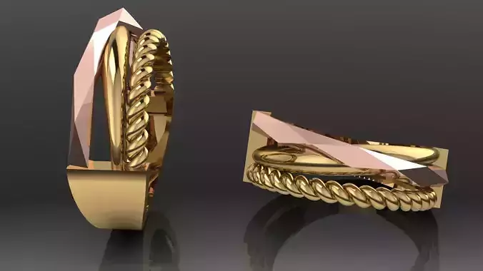 free Two Tone Stacked Rope Ring