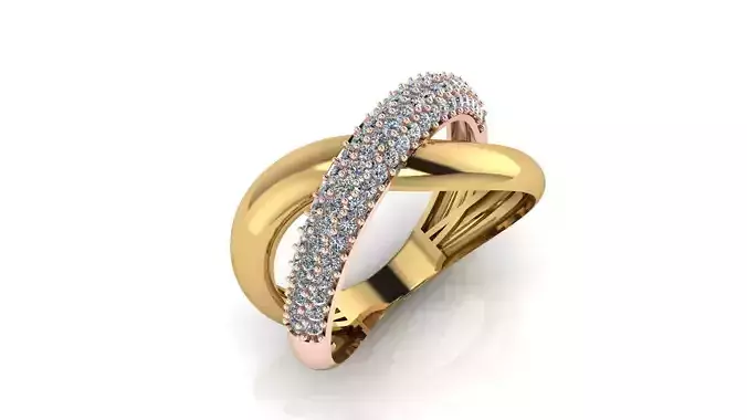 Diamond Two Tone Crossover jewelry Ring