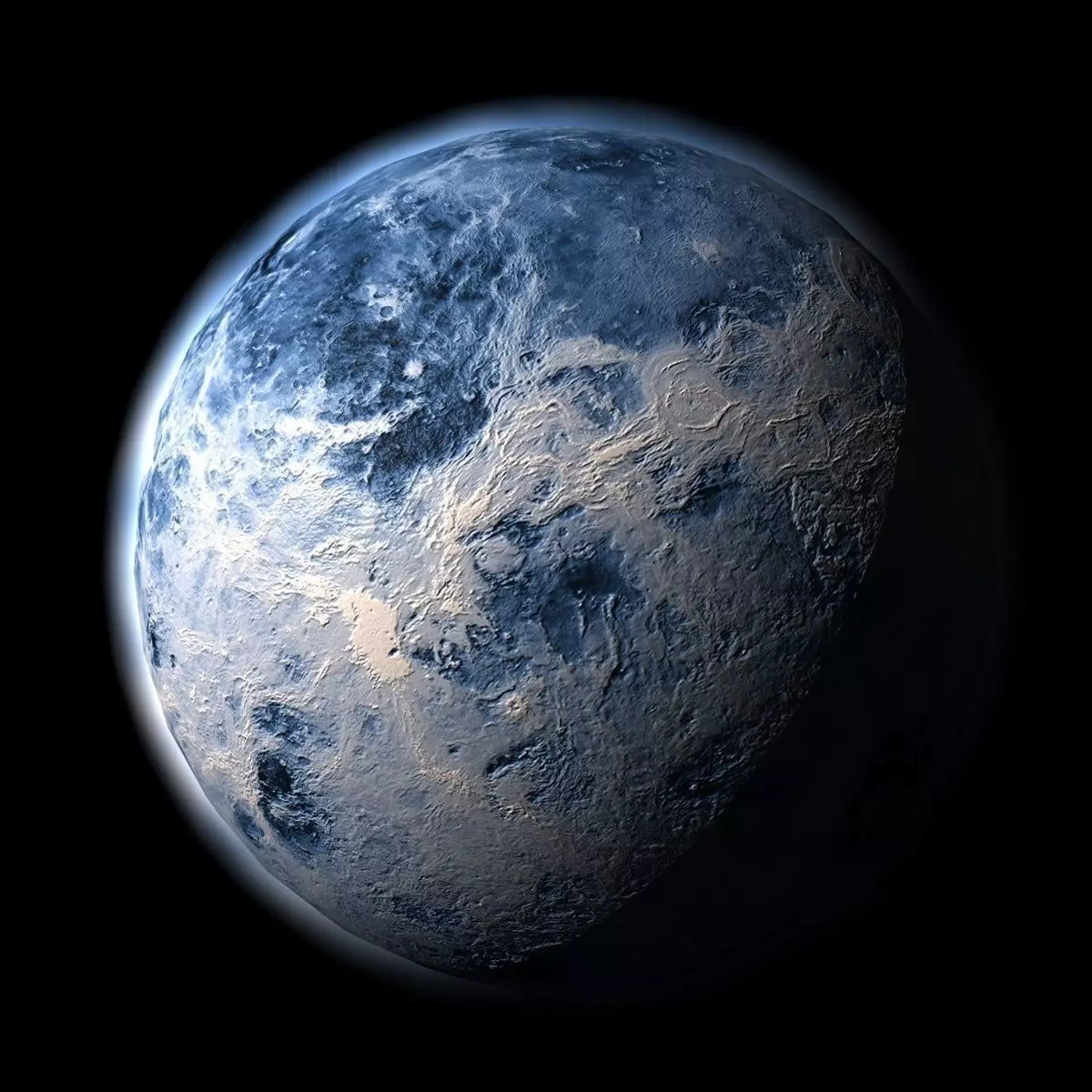 Blue alien planet Low-poly 3D model_0