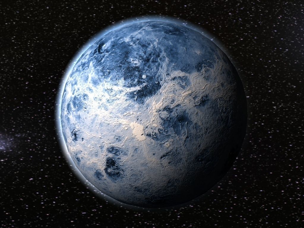 Blue alien planet Low-poly 3D model_1